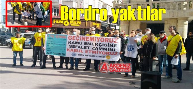 Eğitim-Sen Tarsus Şubesi üyeleri bordrolarını yaktı!