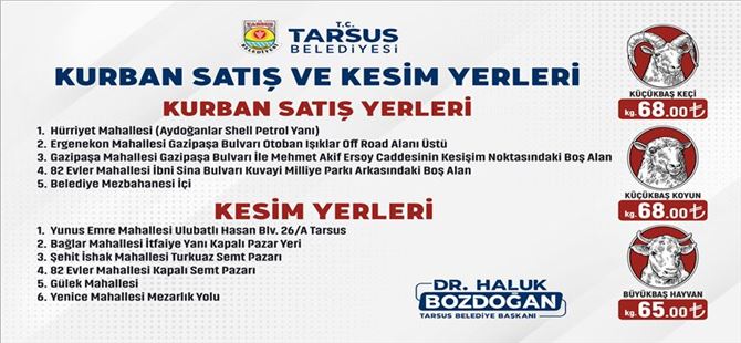 Tarsus’ta kurbanlık fiyatları ile satış ve kesim yerleri belirlendi